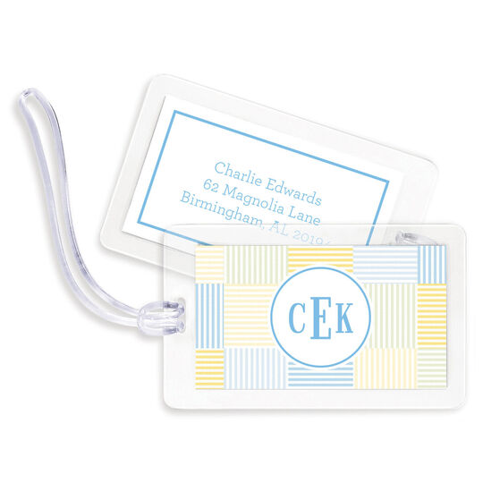 Light Blue SeersuckerLuggage Tags